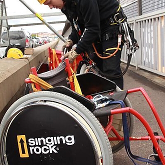 Nusle Bridge abseil on wheelchair 2015: